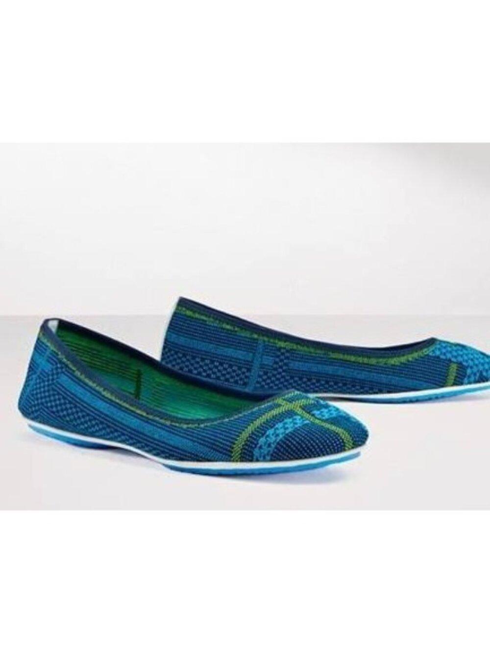 Tory Burch Blue & Green Woven Flats, Size 9